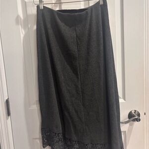NWT Zara Elegant Dark Grey Asymmetrical Lace Hem Skirt